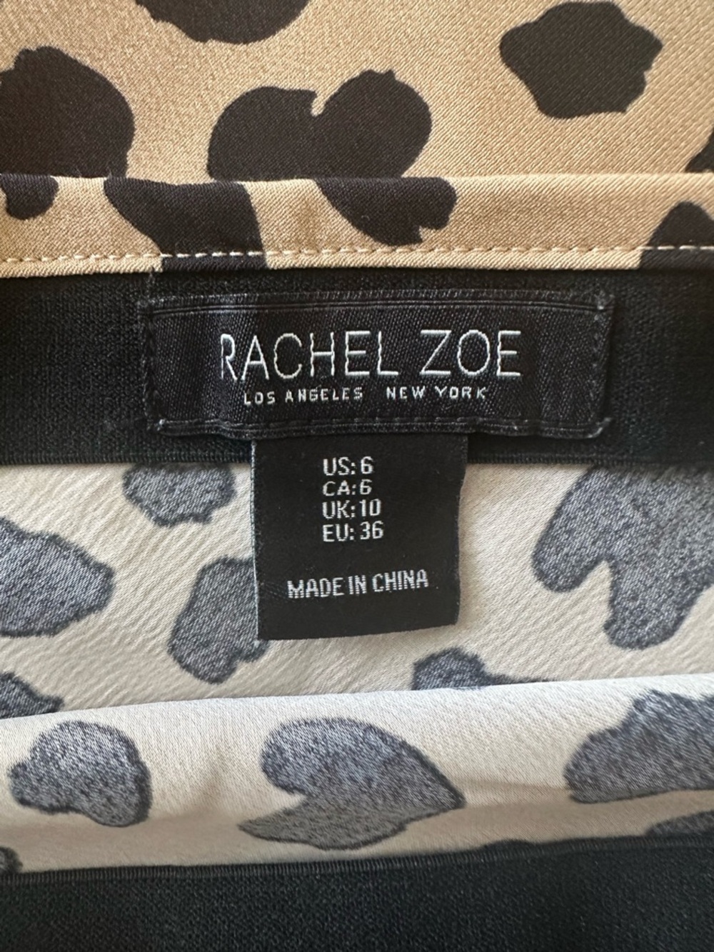 Rachel Zoe Tan Midi Skirt with Black Leopard Spots - Picture 2 of 3